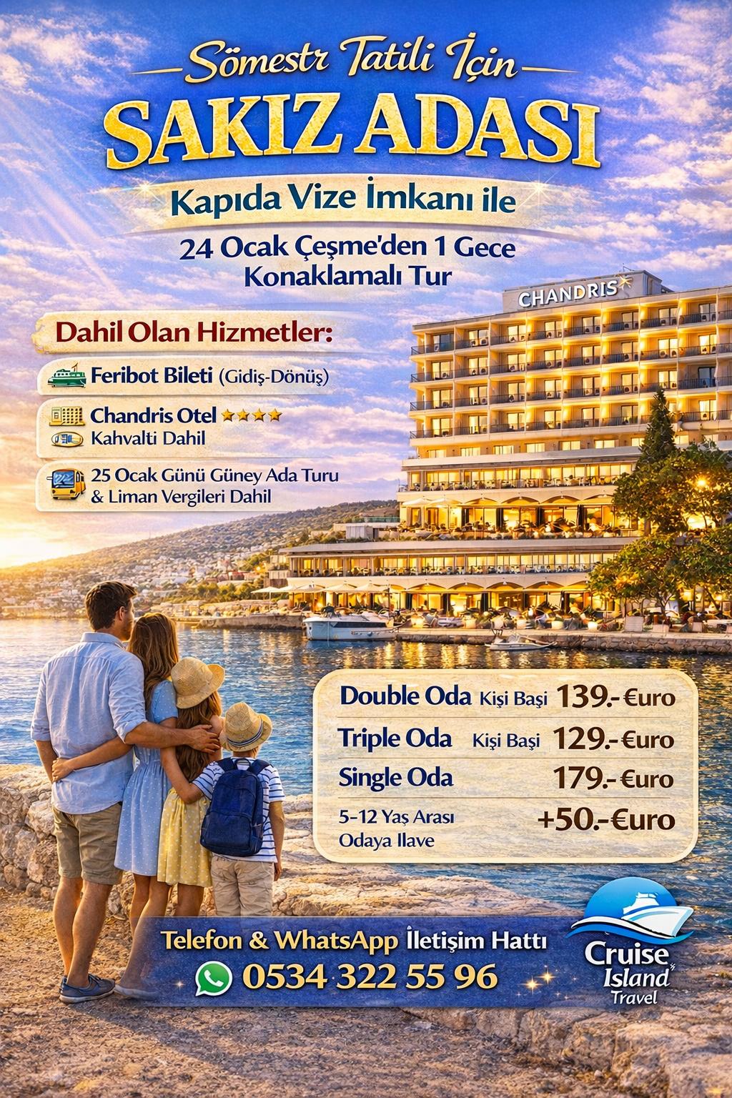 1 GECE KONAKLAMALI SAKIZ ADASI TURU